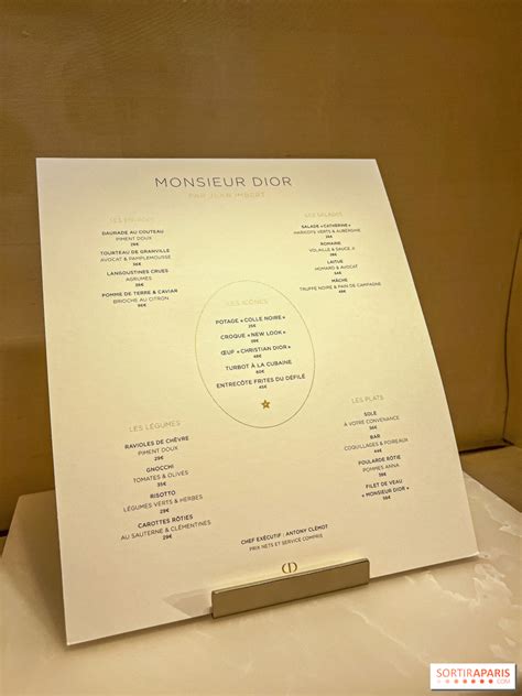 menu Dior